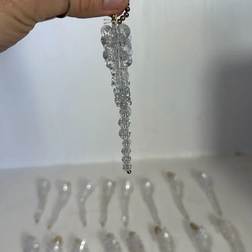 Vintage Handmade Beaded Wire‎ Christmas Twist/Drop Ornaments set of 17